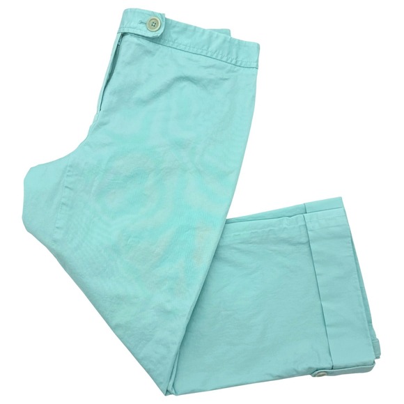 Ann Taylor Cropped Dress Pants‎ Cuffed Capri Blue Stretch Cotton Casual Chino 4 - Picture 1 of 8